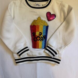 Lola Kids White Sweatshirt with Popcorn and Heart Design